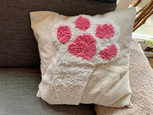 Load image into Gallery viewer, Cricket & Junebug Cat Paw Throw Pillow Cover 18 x 18 Inch, Woven Tufted Decorative Pillow Cover (No Pillow Insert, 1 Pcs 18x18 Pillow Cover) (White & Pink)