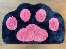 Load image into Gallery viewer, Cricket & Junebug Bathroom Rug/Mat Cat Paws 23x35 Inch (Navy Blue & Pink)