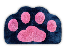 Load image into Gallery viewer, Cricket & Junebug Bathroom Rug/Mat Cat Paws 23x35 Inch (Navy Blue & Pink)