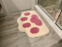 Load image into Gallery viewer, Cricket & Junebug Bathroom Rug/Mat Cat Paws 23x35 Inch (White & Pink)