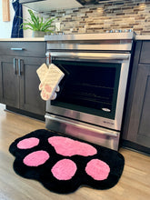 Load image into Gallery viewer, Cricket & Junebug Bathroom Rug/Mat Cat Paws 23x35 Inch (Black & Pink)