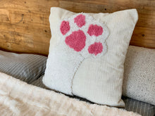 Load image into Gallery viewer, Cricket & Junebug Cat Paw Throw Pillow Cover 18 x 18 Inch, Woven Tufted Decorative Pillow Cover (No Pillow Insert, 1 Pcs 18x18 Pillow Cover) (White & Pink)