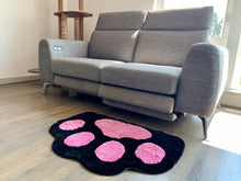 Load image into Gallery viewer, Cricket & Junebug Bathroom Rug/Mat Cat Paws 23x35 Inch (Black & Pink)