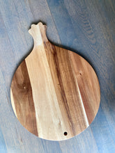 Load image into Gallery viewer, Cricket & Junebug Cheese Board/Plate Cat Paws, Round Charcuterie Board with Handle, Bread and Crackers Serving Platter/Tray – 16 x 12 x 0.5 Inch