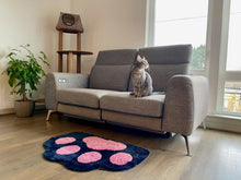 Load image into Gallery viewer, Cricket & Junebug Bathroom Rug/Mat Cat Paws 23x35 Inch (Navy Blue & Pink)