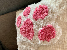 Load image into Gallery viewer, Cricket & Junebug Cat Paw Throw Pillow Cover 18 x 18 Inch, Woven Tufted Decorative Pillow Cover (No Pillow Insert, 1 Pcs 18x18 Pillow Cover) (White & Pink)