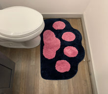 Load image into Gallery viewer, Cricket & Junebug Bathroom Rug/Mat Cat Paws 23x35 Inch (Navy Blue & Pink)