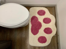 Load image into Gallery viewer, Cricket & Junebug Bathroom Rug/Mat Cat Paws 23x35 Inch (White & Pink)