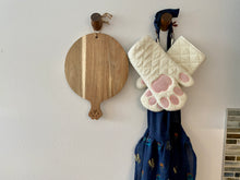 Load image into Gallery viewer, Cricket & Junebug Cheese Board/Plate Cat Paws, Round Charcuterie Board with Handle, Bread and Crackers Serving Platter/Tray – 16 x 12 x 0.5 Inch