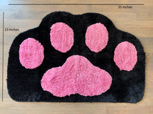 Load image into Gallery viewer, Cricket & Junebug Bathroom Rug/Mat Cat Paws 23x35 Inch (Black & Pink)