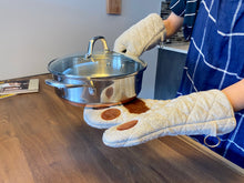 Load image into Gallery viewer, Cricket & Junebug Oven Mitts Cat Paws - Grey and Brown