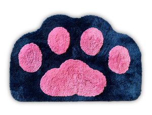 Cricket & Junebug Bathroom Rug/Mat Cat Paws 23x35 Inch (Navy Blue & Pink)