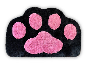 Cricket & Junebug Bathroom Rug/Mat Cat Paws 23x35 Inch (Black & Pink)