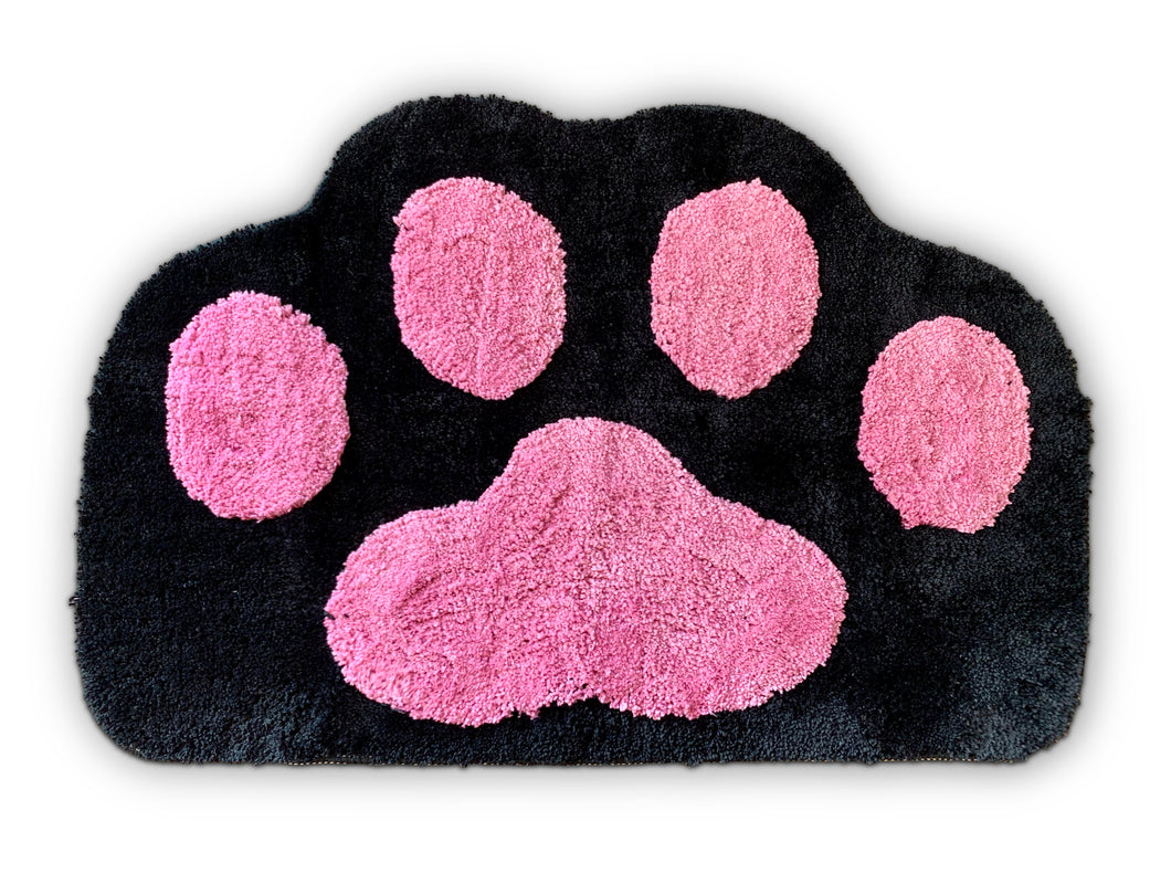 Cricket & Junebug Bathroom Rug/Mat Cat Paws 23x35 Inch (Black & Pink)