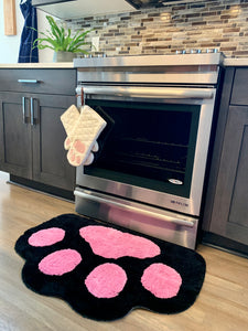 Cricket & Junebug Bathroom Rug/Mat Cat Paws 23x35 Inch (Black & Pink)