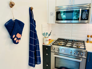 Cricket & Junebug Oven Mitts Cat Paws - Navy Blue & Pink