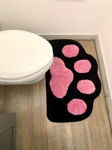 Cricket & Junebug Bathroom Rug/Mat Cat Paws 23x35 Inch (Black & Pink)