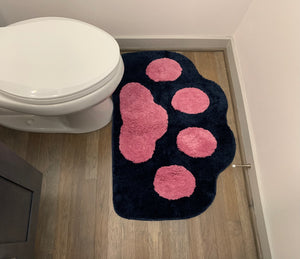 Cricket & Junebug Bathroom Rug/Mat Cat Paws 23x35 Inch (Navy Blue & Pink)