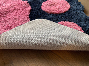 Cricket & Junebug Bathroom Rug/Mat Cat Paws 23x35 Inch (Navy Blue & Pink)