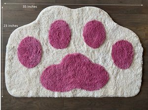 Cricket & Junebug Bathroom Rug/Mat Cat Paws 23x35 Inch (White & Pink)