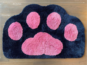 Cricket & Junebug Bathroom Rug/Mat Cat Paws 23x35 Inch (Navy Blue & Pink)