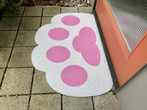Cricket & Junebug Doormat Cat Paws 23x35 (White & Pink)